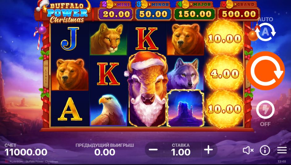 Скриншот слота Buffalo Power: Christmas от Playson