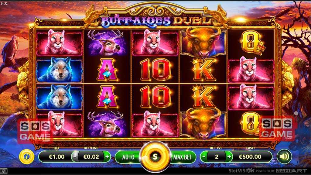 Скриншот слота Buffaloes Duel от Gamebeat
