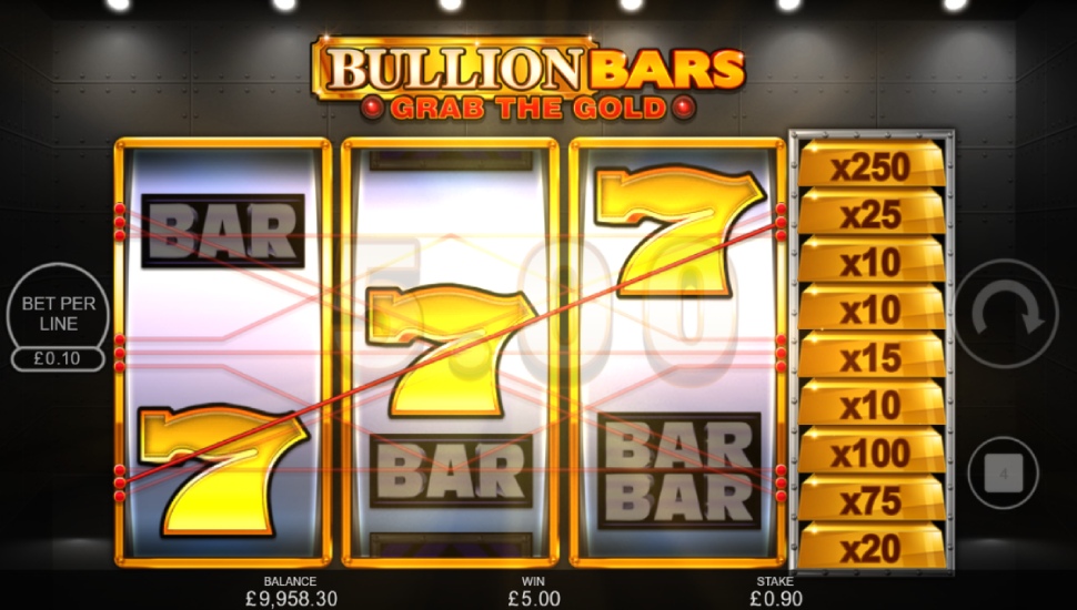 Скриншот слота Bullion Bars Grab The Gold от Inspired