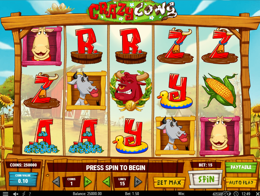 Скриншот слота Crazy Cows от Play'n GO