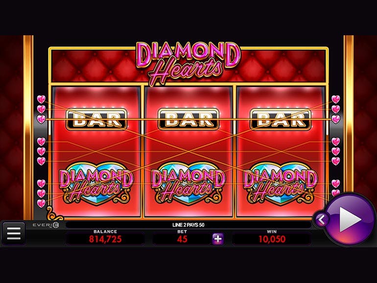 Скриншот слота Diamond Hearts от Everi