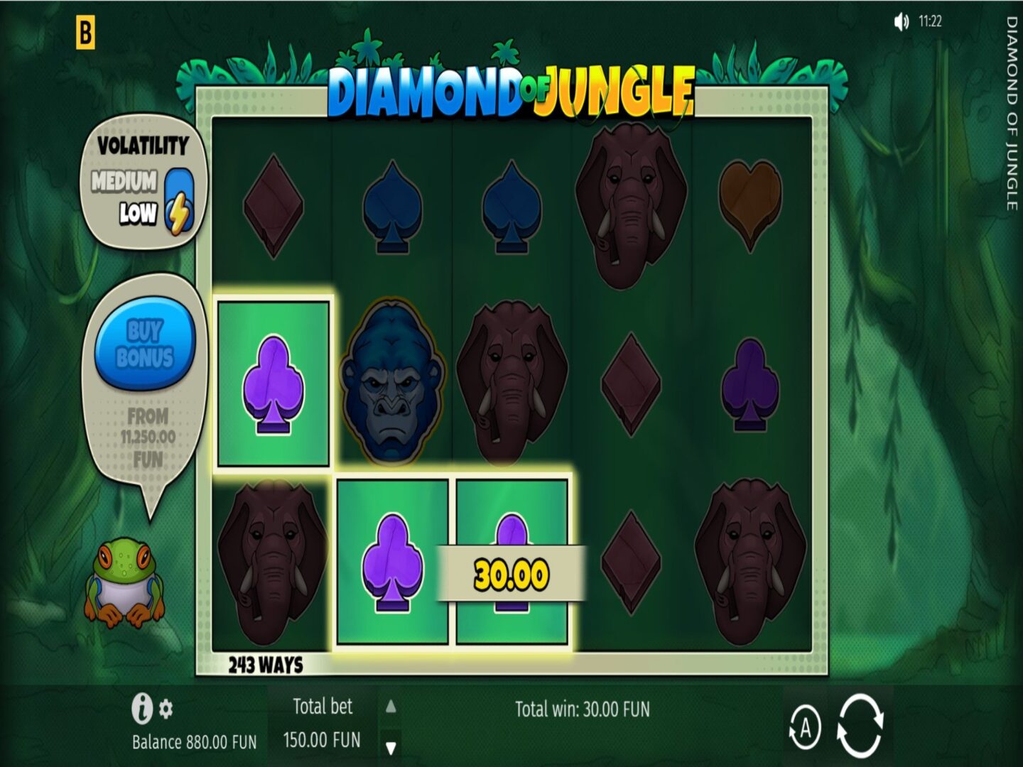 Скриншот слота Diamond of Jungle: Игровой автомат от BGaming