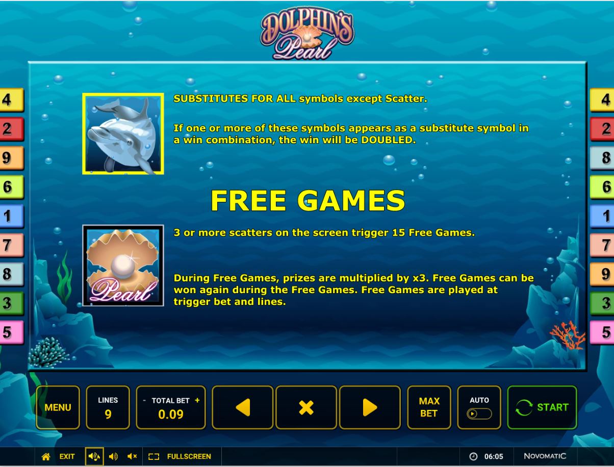 Скриншот слота Dolphin’s Pearl от Novomatic