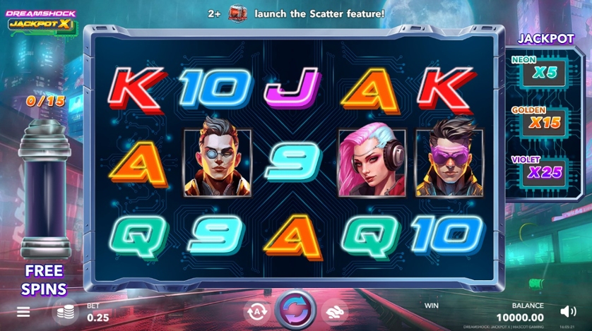 Скриншот слота Dreamshock: Jackpot X от Mascot Gaming
