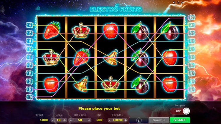 Скриншот слота Electro Fruits от 5MEN