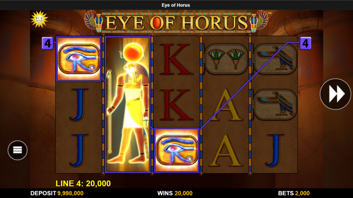 Скриншот слота Eye of Horus от NOVOMATIC