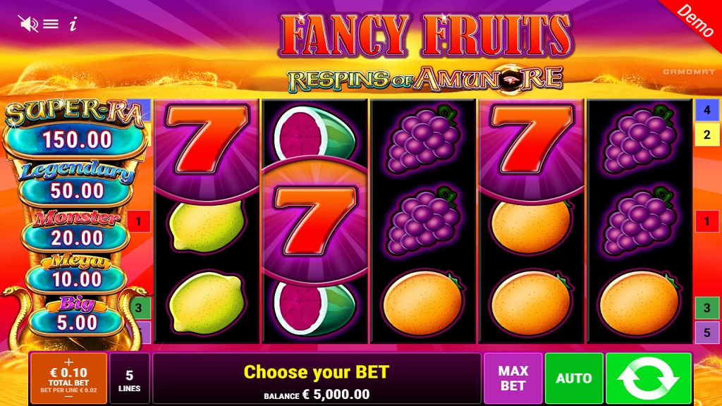 Скриншот слота Fancy Fruits от Gamomat