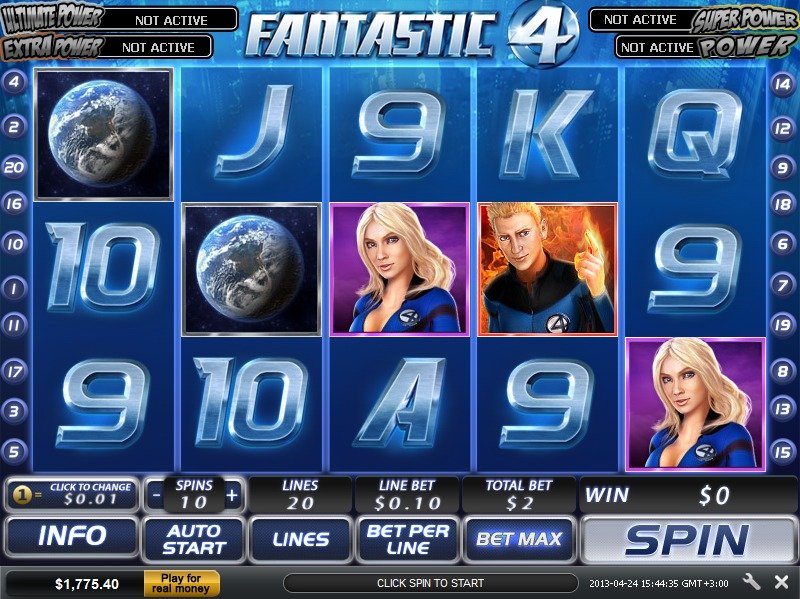 Скриншот слота Fantastic Four от Playtech