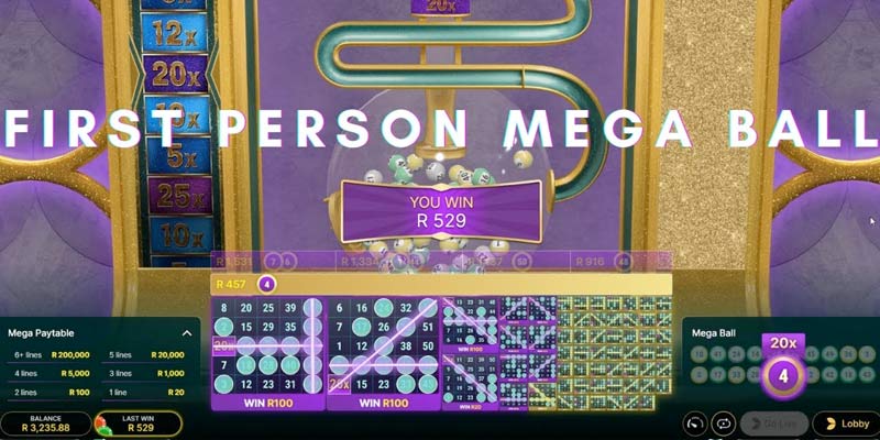 Скриншот слота First Person Mega Ball от Evolution