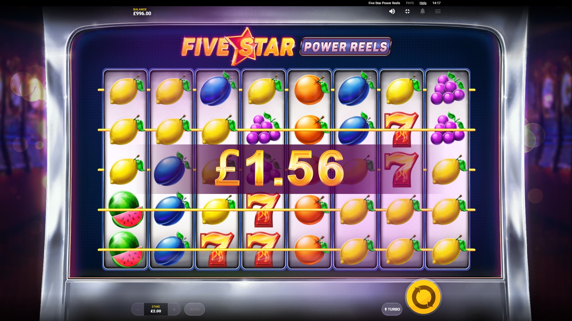 Скриншот слота Five Star Power Reels от Red Tiger Gaming