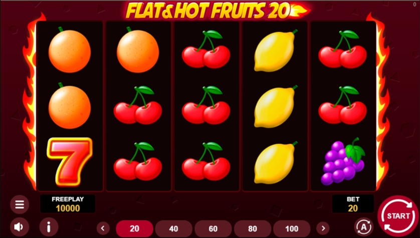 Скриншот слота Flat & Hot Fruits 20 от 1Spin4Win