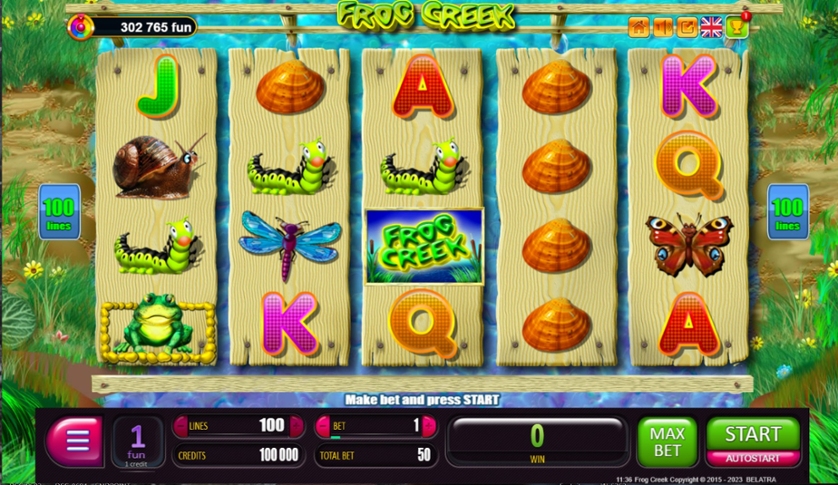 Скриншот слота Frog Creek от Belatra Games