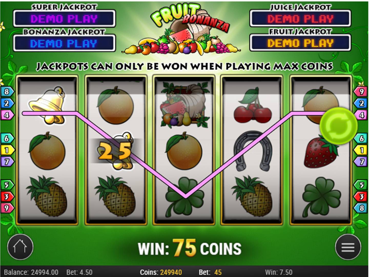 Скриншот слота Fruit Bonanza от Play'n GO