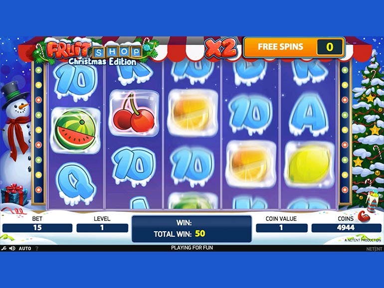 Скриншот слота Fruit Shop Christmas от NetEnt
