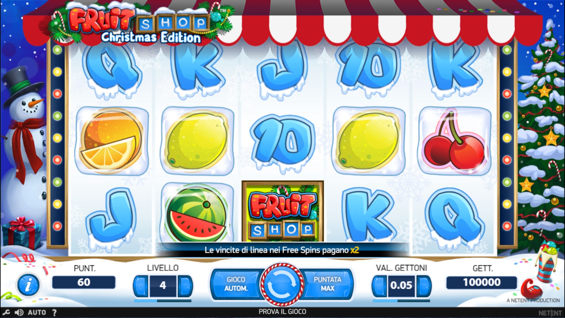 Скриншот слота Fruit Shop Christmas Edition от NetEnt