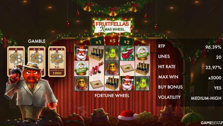 Скриншот слота Fruitfellas: Xmas Wheel от GameBeat