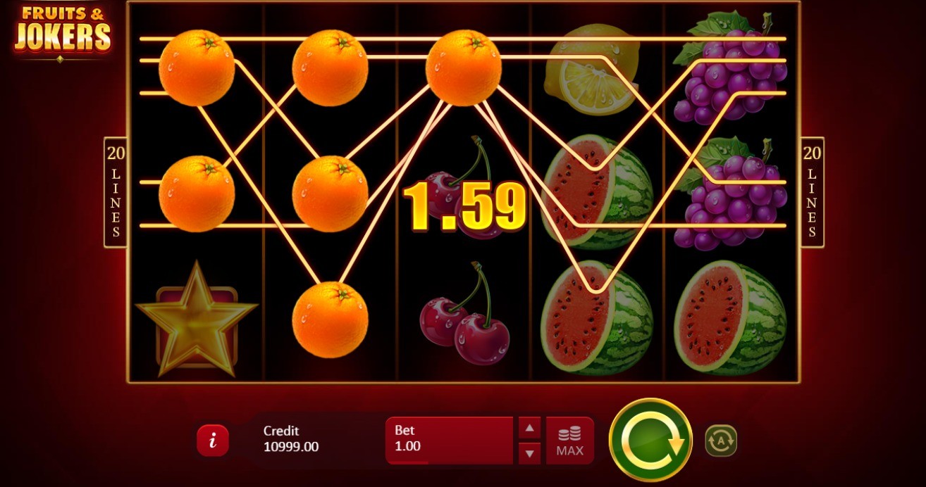 Скриншот слота Fruits & Jokers: 20 Lines от Playson