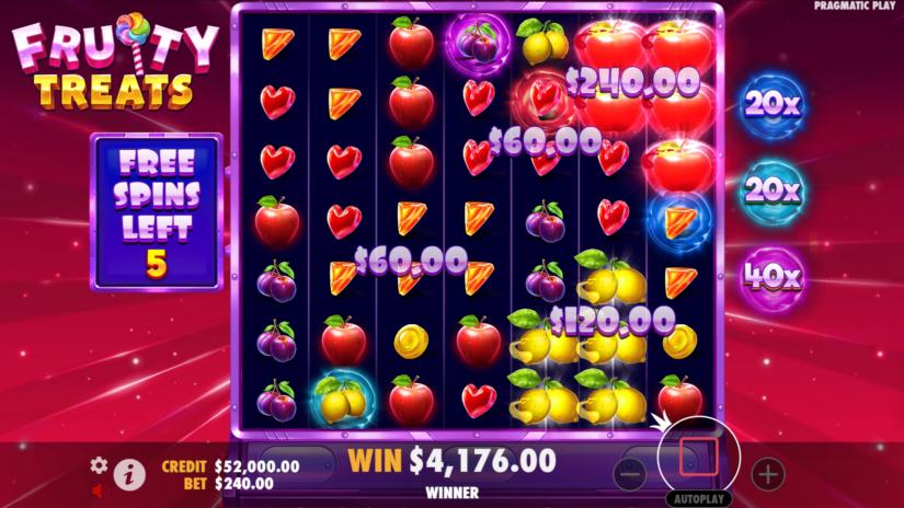 Скриншот слота Fruity Treats от Pragmatic Play