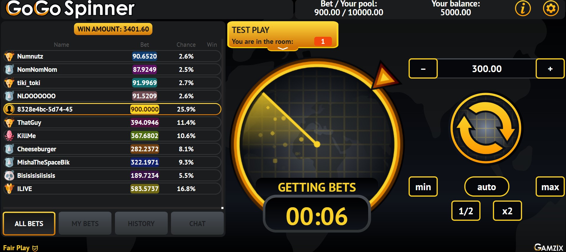 Скриншот слота GO GO Spinner от Gamzix