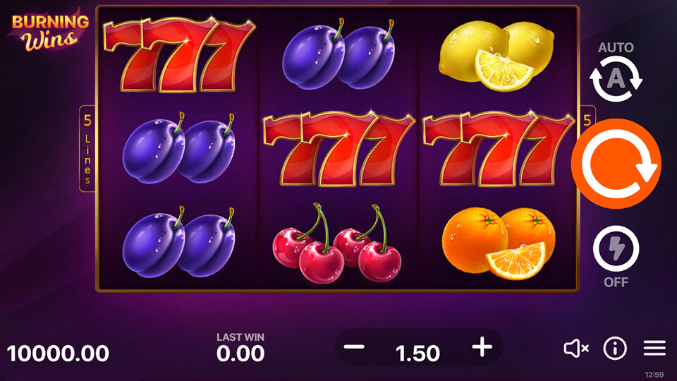 Скриншот слота Burning Wins Classic 5 Lines от Wazdan