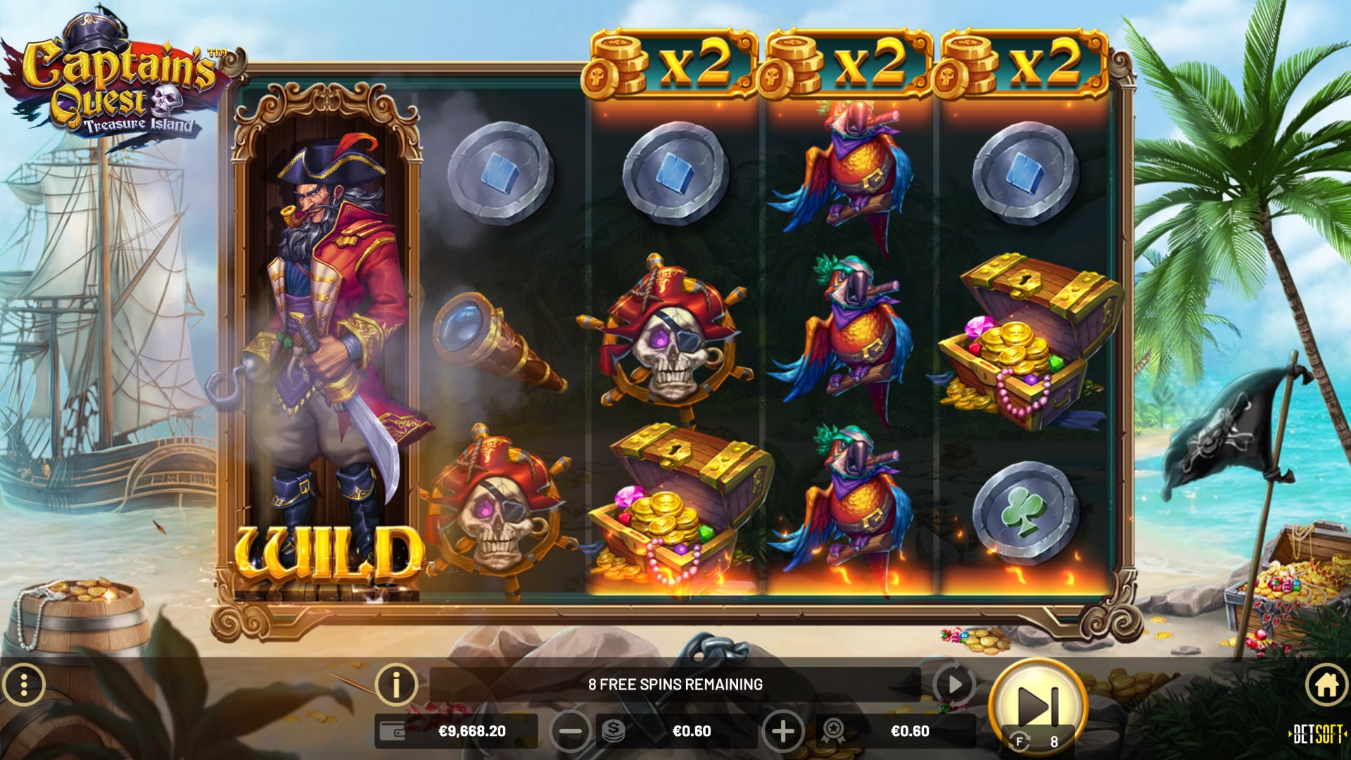 Скриншот слота Captain’s Quest Treasure Island от Betsoft