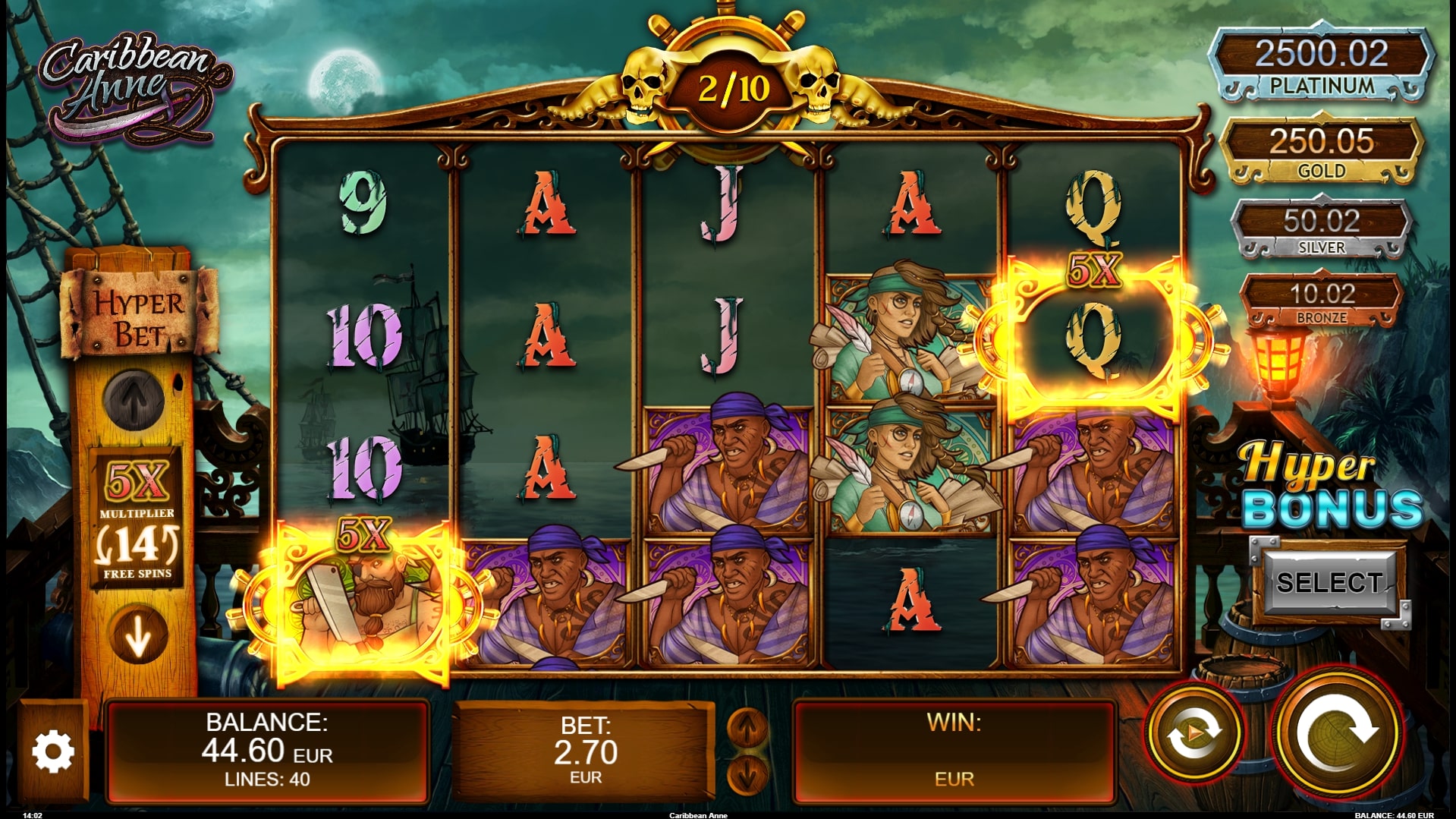 Скриншот слота Caribbean Anne от Kalamba Games