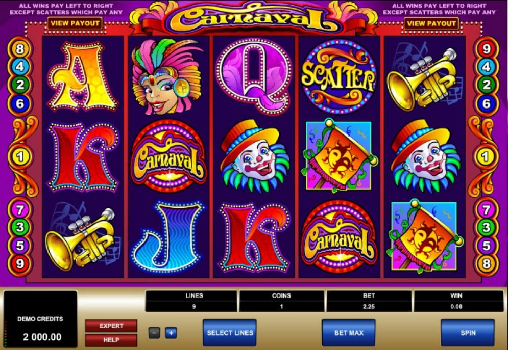 Скриншот слота Carnaval от Microgaming (Apricot)