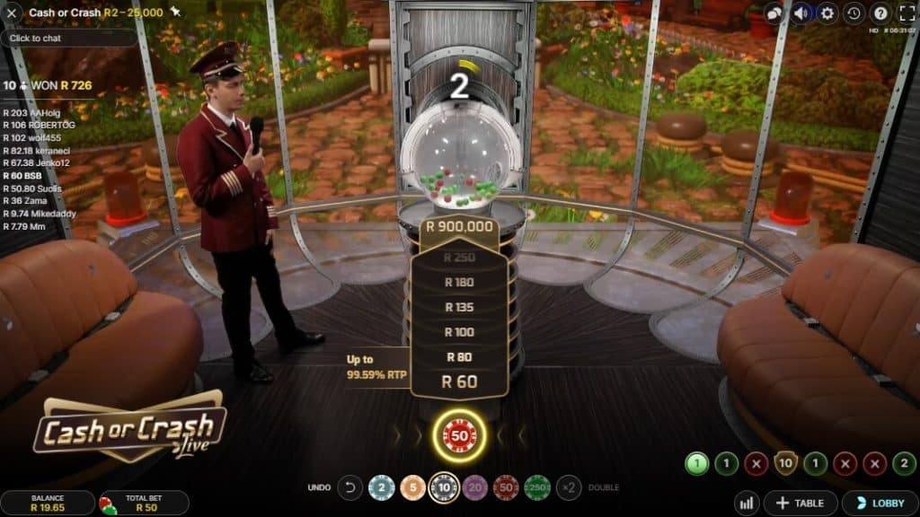 Скриншот слота Cash or Crash от Evolution Gaming