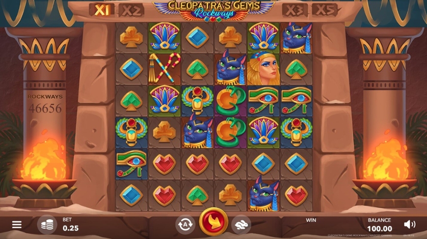Скриншот слота Cleopatras Gems Rockways от Mascot