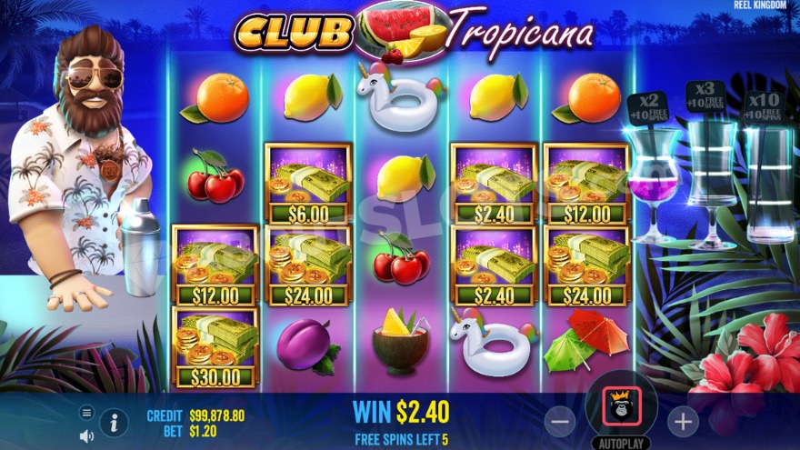 Скриншот слота Club Tropicana от Mancala Gaming