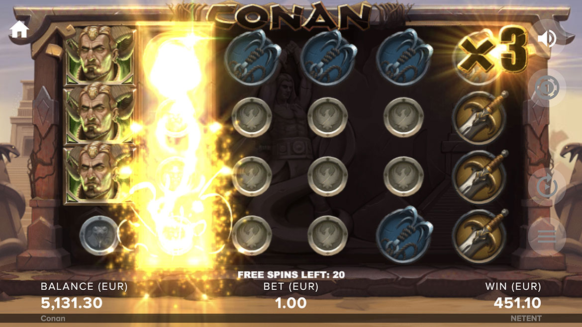 Скриншот слота Conan от NetEnt
